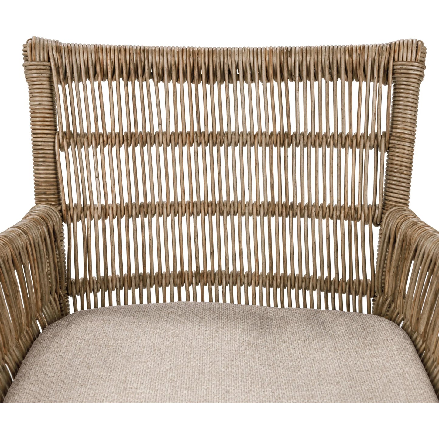 008 SI-2388513 | Closeup | Valerie Outdoor Teak Wood Counter Chair by Classic Home in tan. Made from synthetic weave, teak, 100% olefin in a rustic style.