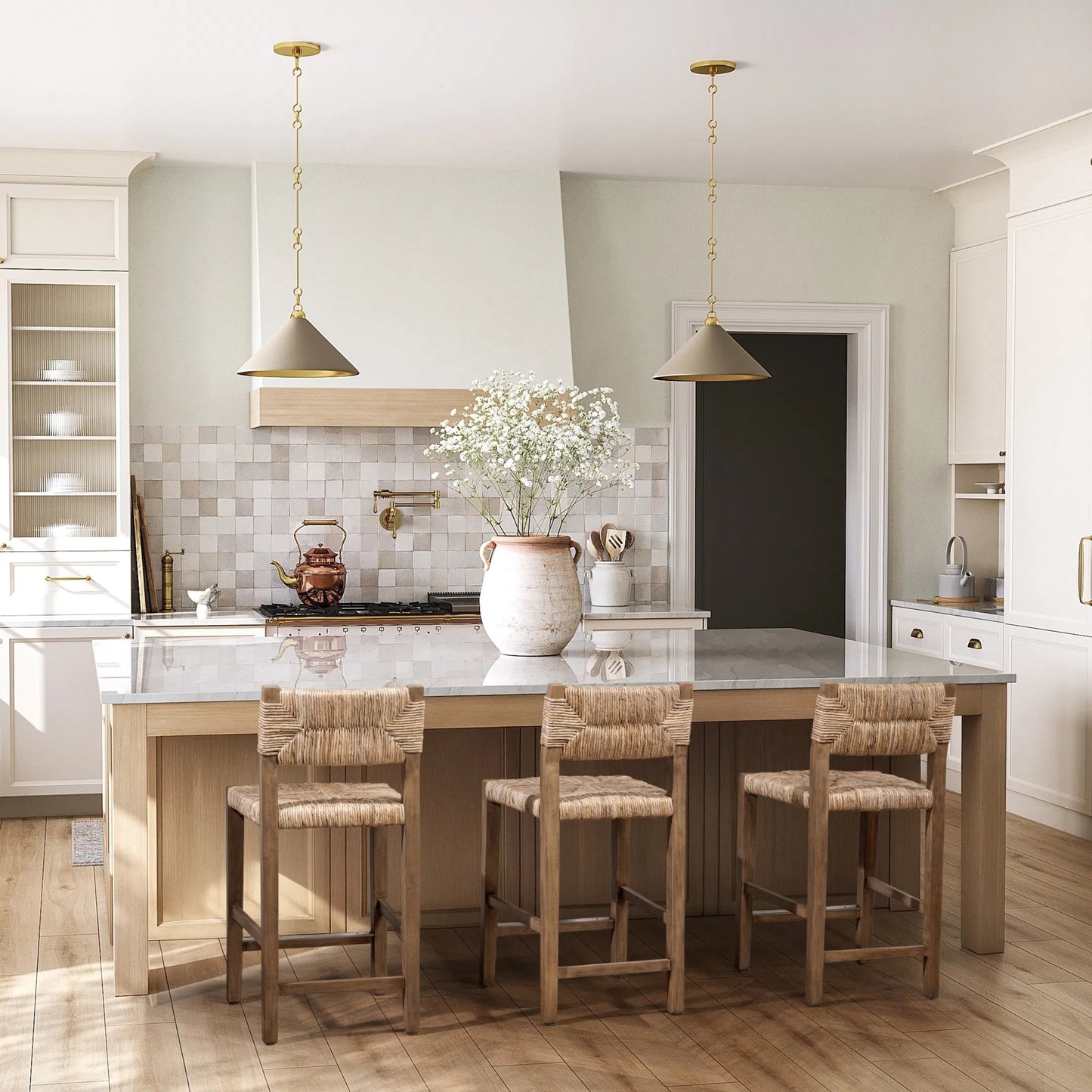 006 SI-2518866 | Lifestyle | Meryn Stool by Kosas Home in brown wash. Made from banana bark, mahogany wood in a transitional style.