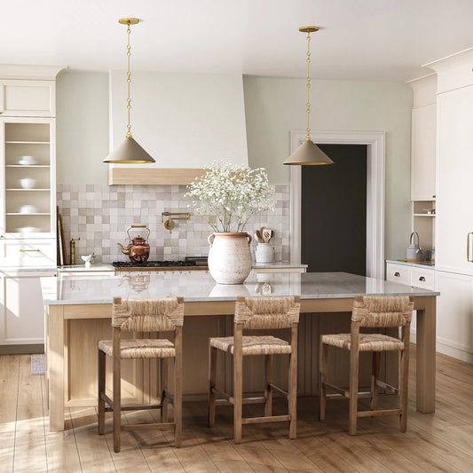 Meryn Stool by Kosas Home in brown wash. Made from banana bark, mahogany wood in a transitional style.