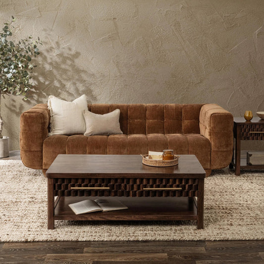 Thea Sofa by Classic Home in bronze. Made from 100% polyester in a eclectic & global style.