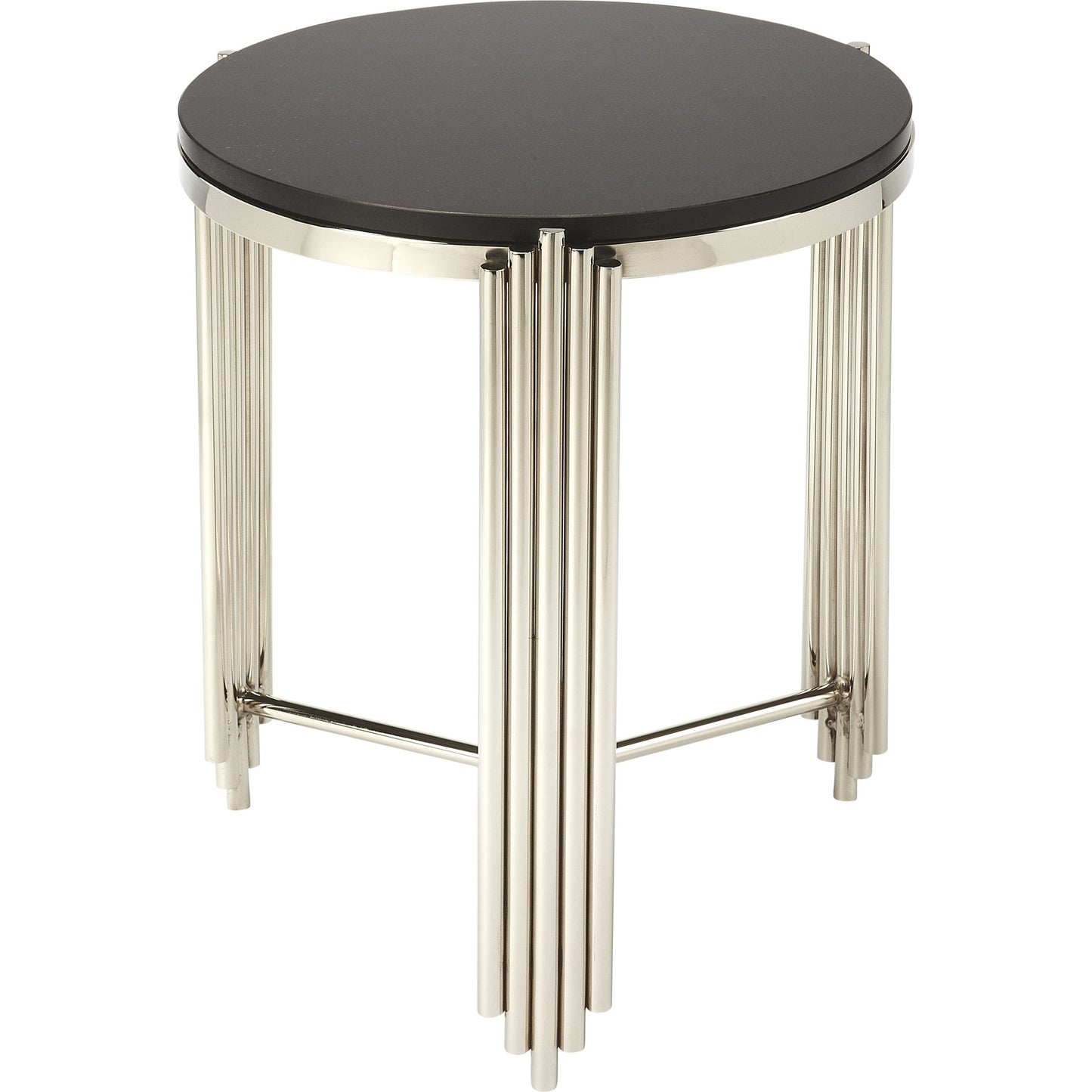 001 S-346272 | Additional Silo | Khalifa End Table by Butler Specialty Company in black and metalworks. Made from stanless steel, granite in a modern style.