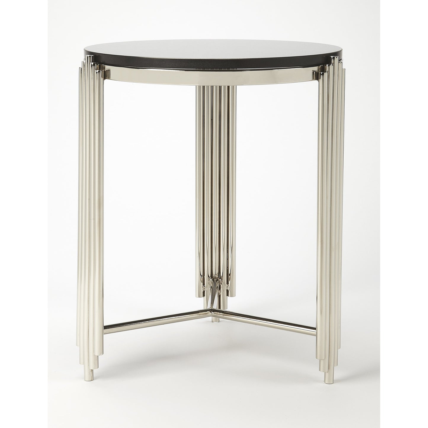 002 S-346272 | Additional Silo | Khalifa End Table by Butler Specialty Company in black and metalworks. Made from stanless steel, granite in a modern style.