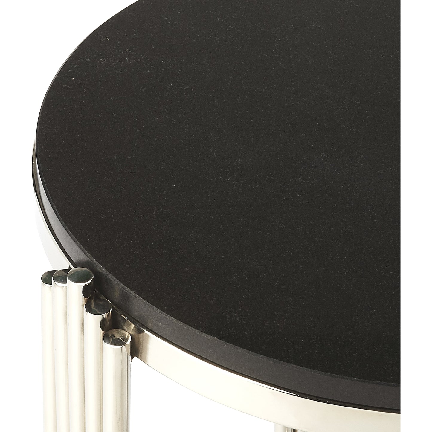 003 S-346272 | Additional Silo | Khalifa End Table by Butler Specialty Company in black and metalworks. Made from stanless steel, granite in a modern style.