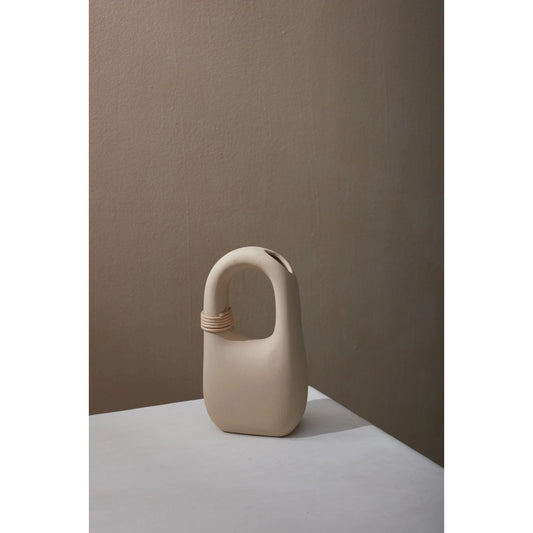 Palau Vase by Accent Decor in tan. Made from ceramic in a modern style.