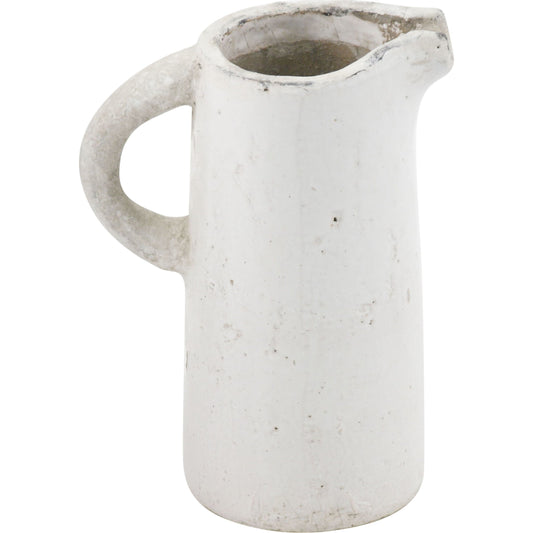 French Country Pitcher by Zentique in distressed white and stoneware. Made from stoneware in a modern style.
