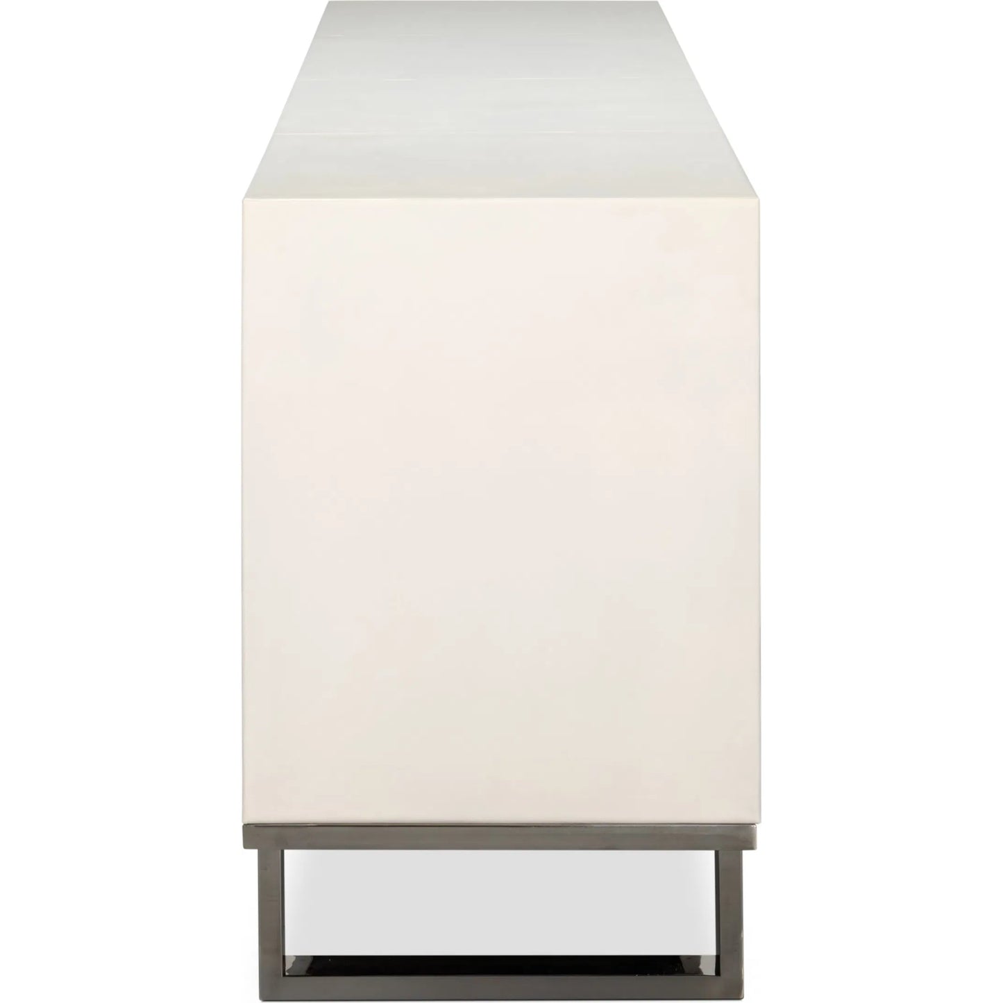 003 SI-2447883 | Additional Silo | Bronzini Credenza by Sarreid Ltd. in white. Made from leather covered mdf, iron base, embossed white leather in a unique style.