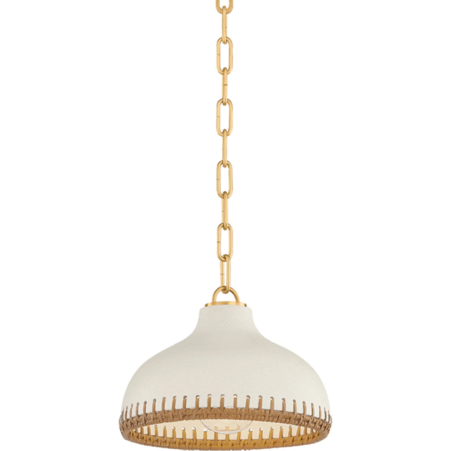 005 SI-2544267 | Unknown | Southfields Pendant by Hudson Valley in aged brass, ceramic cream pebble. Made from ceramic in a unique style.