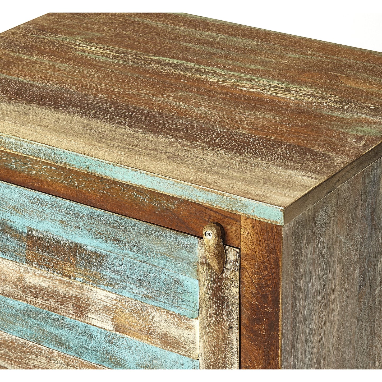 002 S-346371 | Additional Silo | Rustic Shutter Painted Accent Cabinet by Butler Specialty Company in multi-color and artifacts. Made from mango wood solids, distressed iron finished hardware in a coastal style.