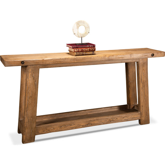 Farmhouse Kitchen Table by Sarreid Ltd. in brown and natural aged pine finish. Made from solid pine in a rustic style.