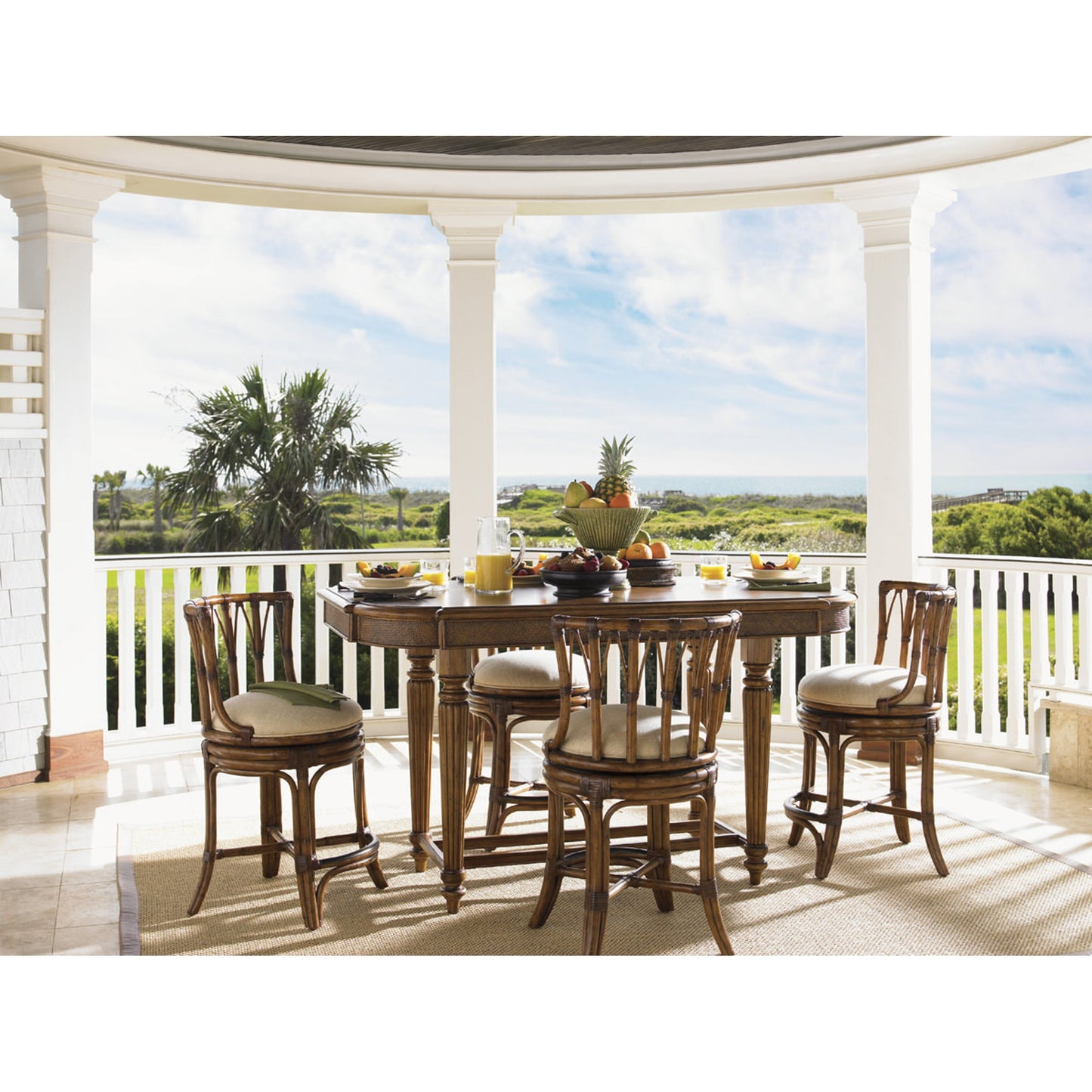 003 SR-836451 | Lifestyle | South Beach Swivel Counter Stool by Tommy Bahama Home. Made from unique in a coastal style.