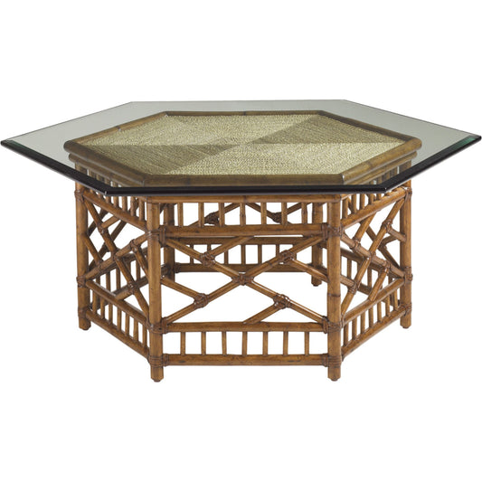 001 SR-836189 | Primary Silo | Key Largo Cocktail Table with Glass Top by Tommy Bahama Home. Made from unique in a coastal style.
