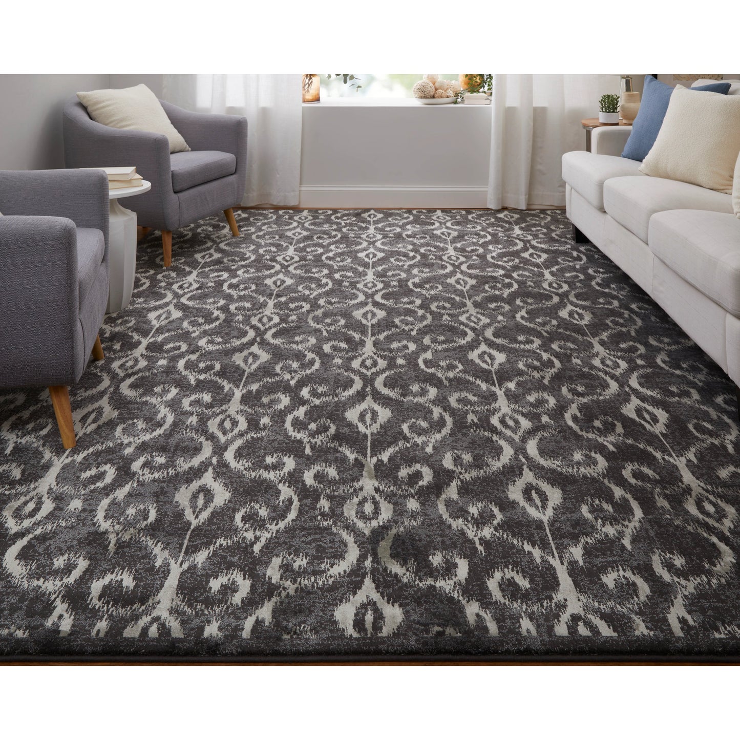 007 SI-1869048 | Lifestyle | Azeri Transitional Damask Rug - 3842F by Feizy in gray, taupe, ivory. Made from wool, viscose in a unique style.