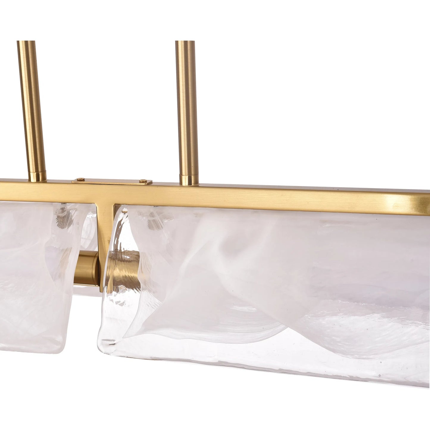 007 SI-2445104 | Closeup | Mingle Linear Chandelier by Varaluz in satin brass. Made from unique in a modern style.