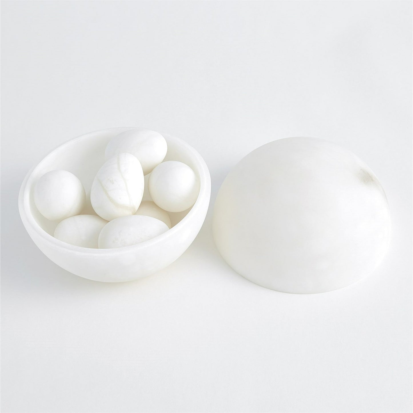 006 SR-939721 | Additional Silo | Alabaster Sphere Box by Global Views in white. Made from alabaster in a eclectic & global style.