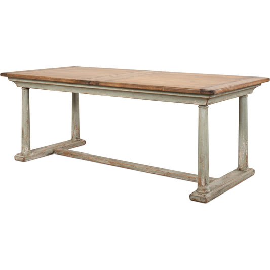 Amelia Dining Table by Sarreid Ltd. in sage, natural. Made from pine in a modern style.