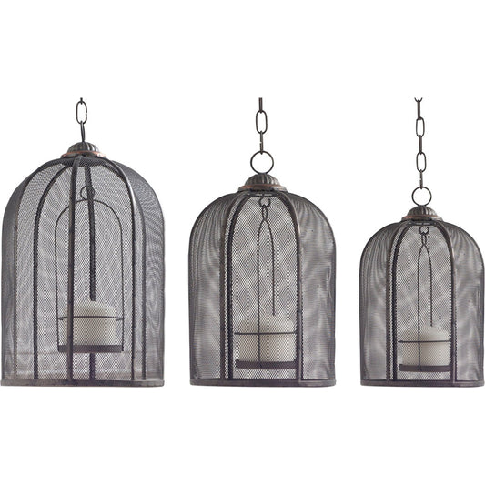 Jutland Bird Cage Candle Holder Lanterns Set of Three by Mercana in gray. Made from unique in a modern style.