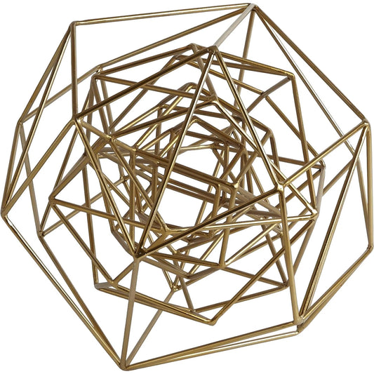 Geo Sculpture by Global Views in gold. Made from iron in a modern style.