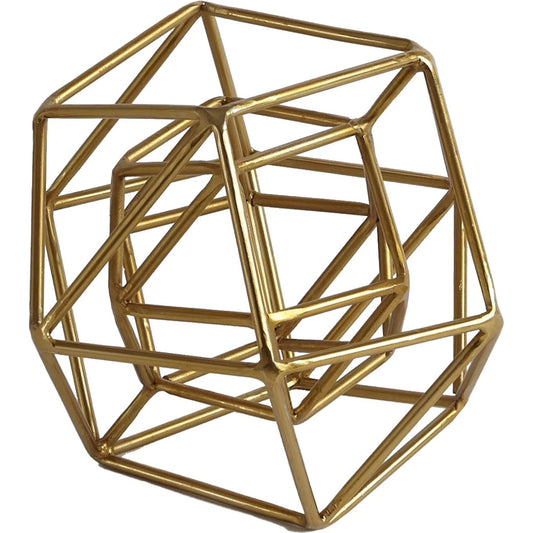Geo Sculpture by Global Views in gold. Made from iron in a modern style.