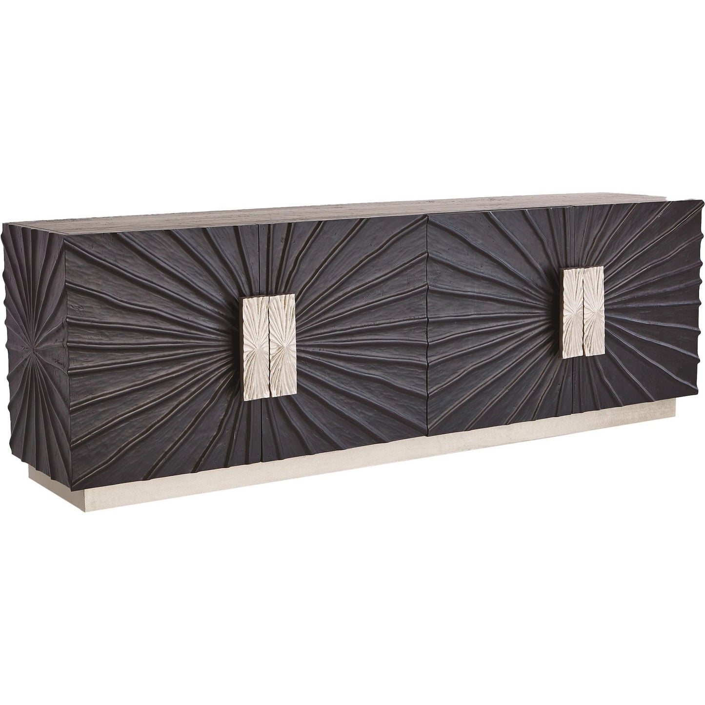 001 SR-701890 | Primary Silo | Pleated Media Cabinet by Global Views in black, nickel. Made from pine, aluminum, metal, glass in a eclectic & global style.