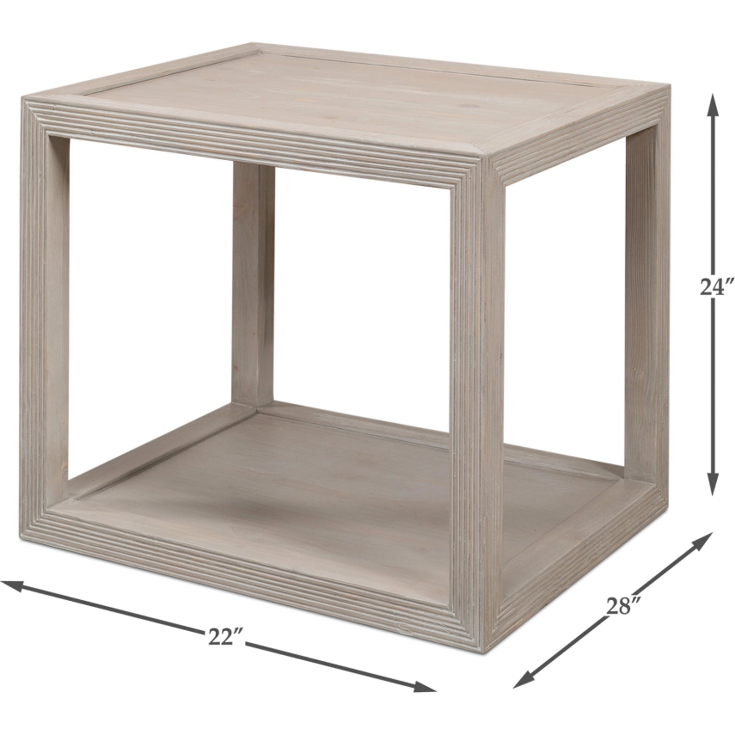 003 SI-1998209 | Additional Silo | Camden Bungalow Side Table by Sarreid Ltd. in grey thorne. Made from pine in a modern style.