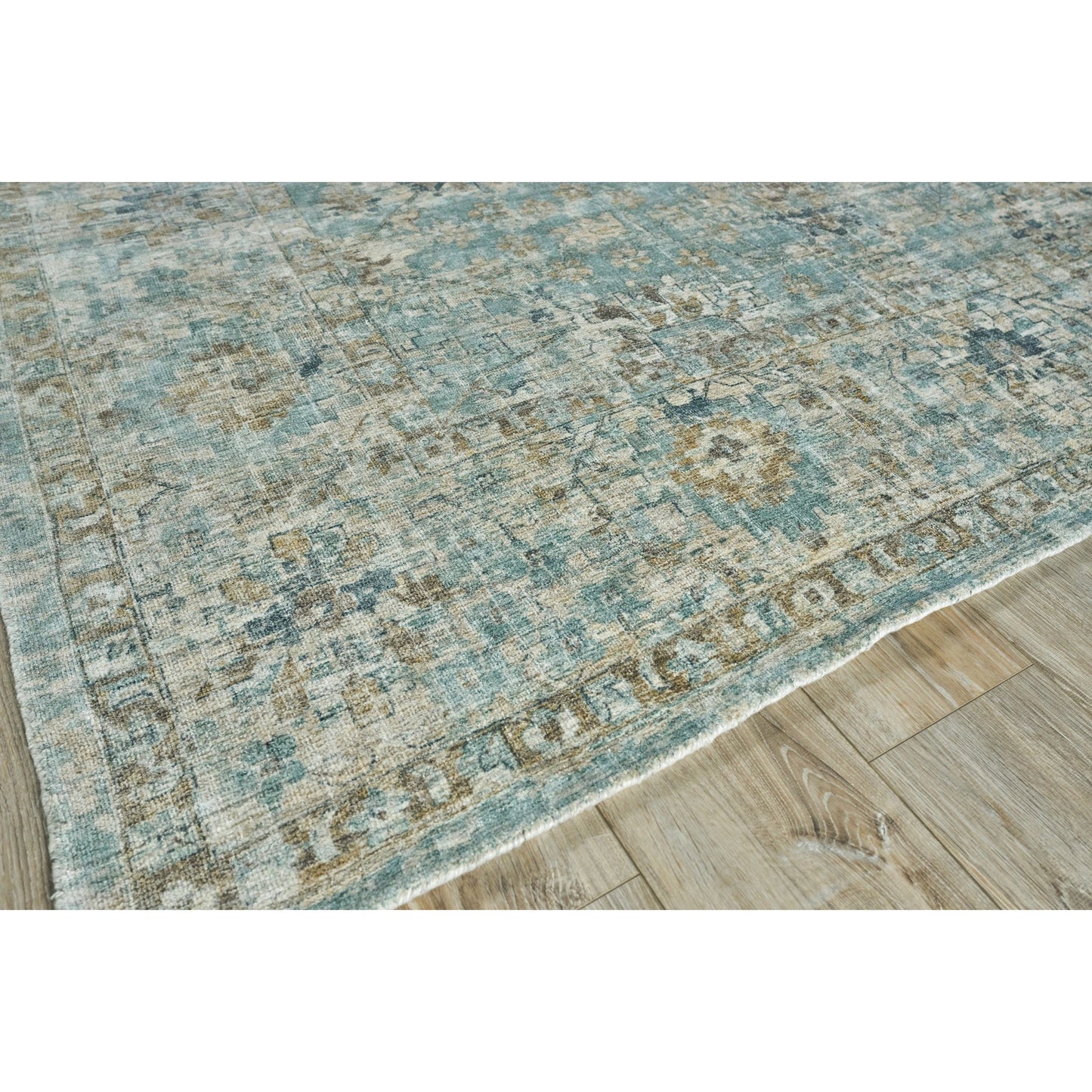 003 SI-2101583,SI-2101584,SI-2101585,SI-2101587,SI-2101588,SI-2101589 | Closeup | Kensington 5339 Rug by Exquisite Rugs in blue. Made from wool, bamboo silk in a unique style.
