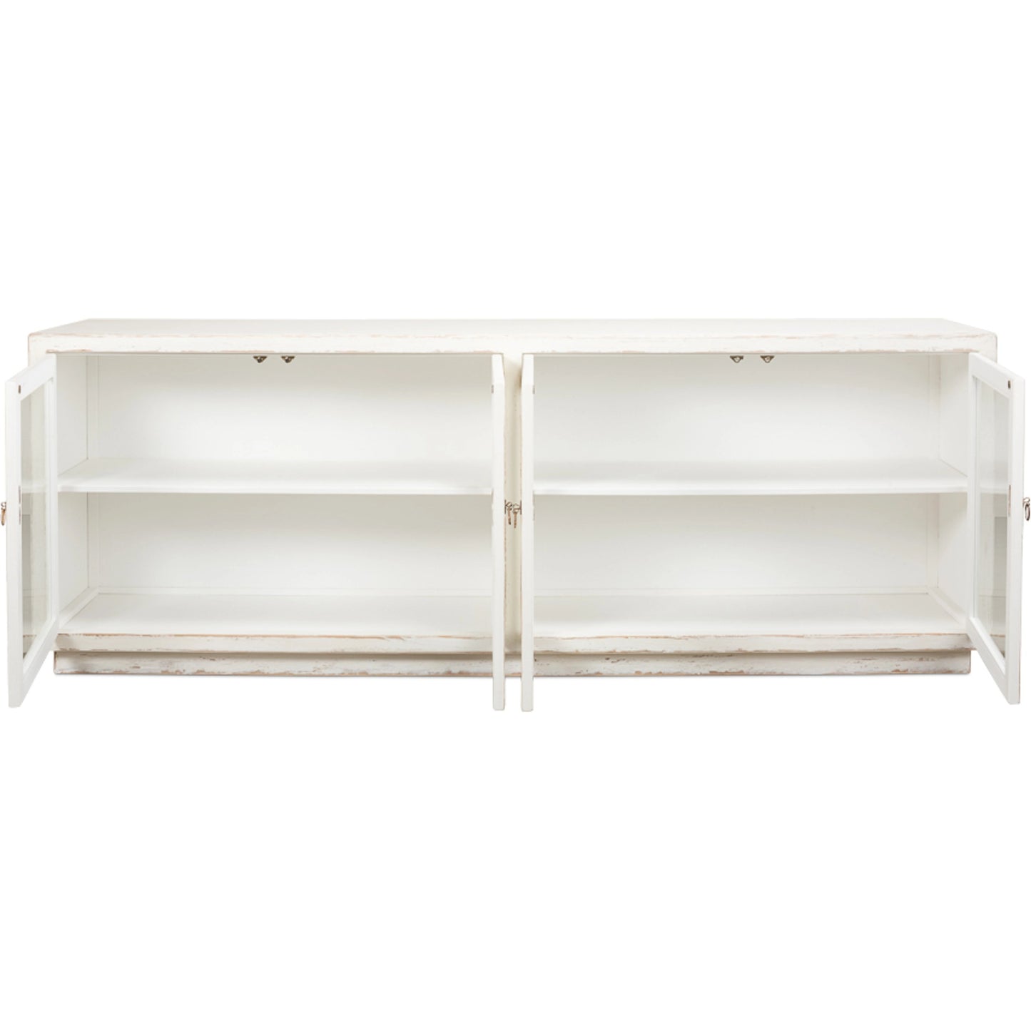 004 SI-1998308 | Additional Silo | Connor Glass Front Sideboard by Sarreid Ltd. in antique white. Made from pine glass in a unique style.