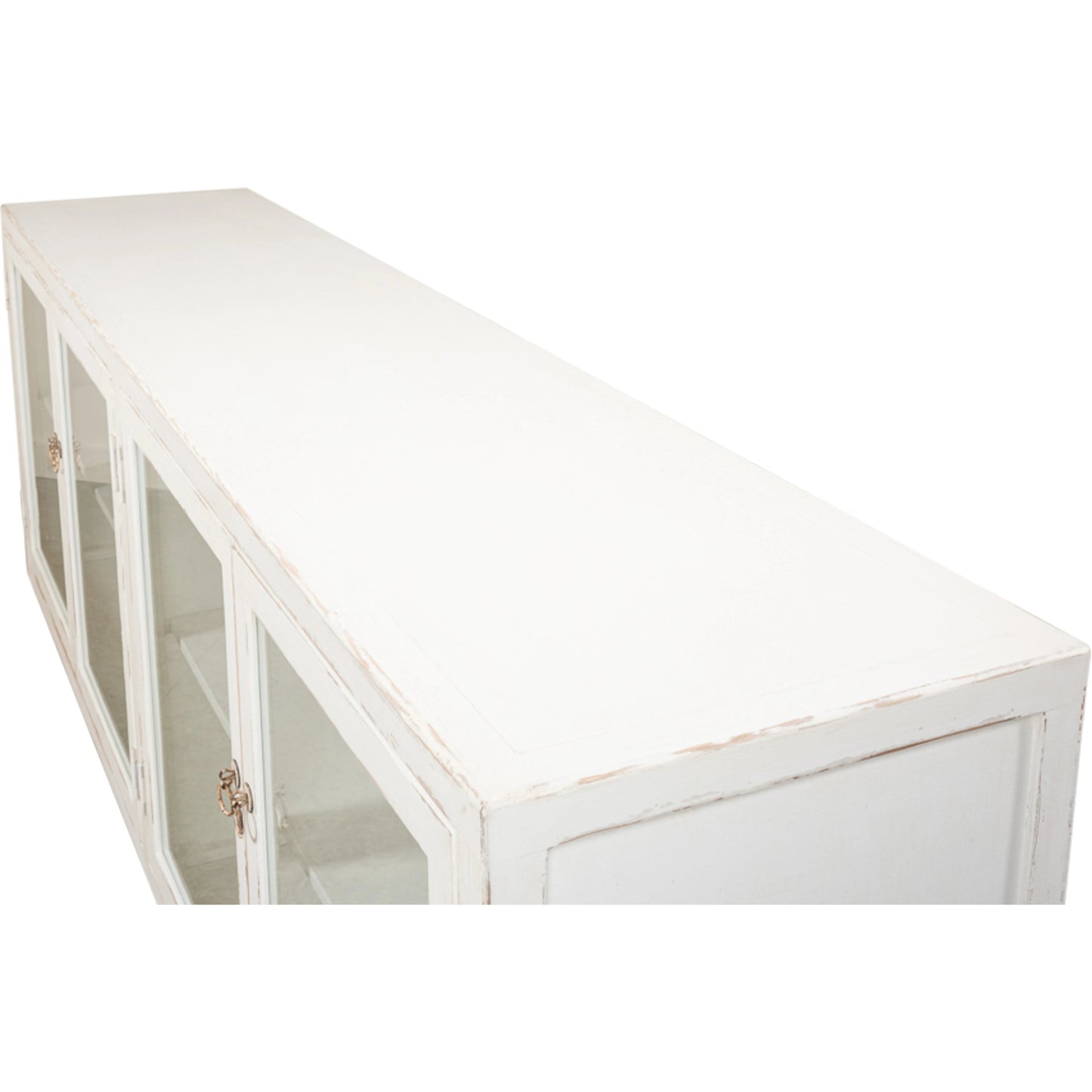 005 SI-1998308 | Additional Silo | Connor Glass Front Sideboard by Sarreid Ltd. in antique white. Made from pine glass in a unique style.