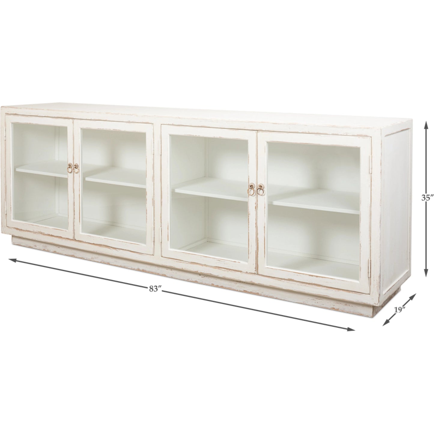 003 SI-1998308 | Additional Silo | Connor Glass Front Sideboard by Sarreid Ltd. in antique white. Made from pine glass in a unique style.