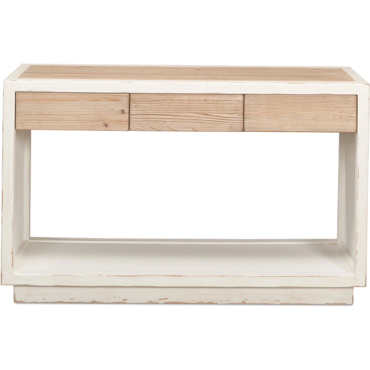 002 SI-1998310 | Additional Silo | Connor Center Drawer Console by Sarreid Ltd. in antique white. Made from reclaimed fir in a modern style.