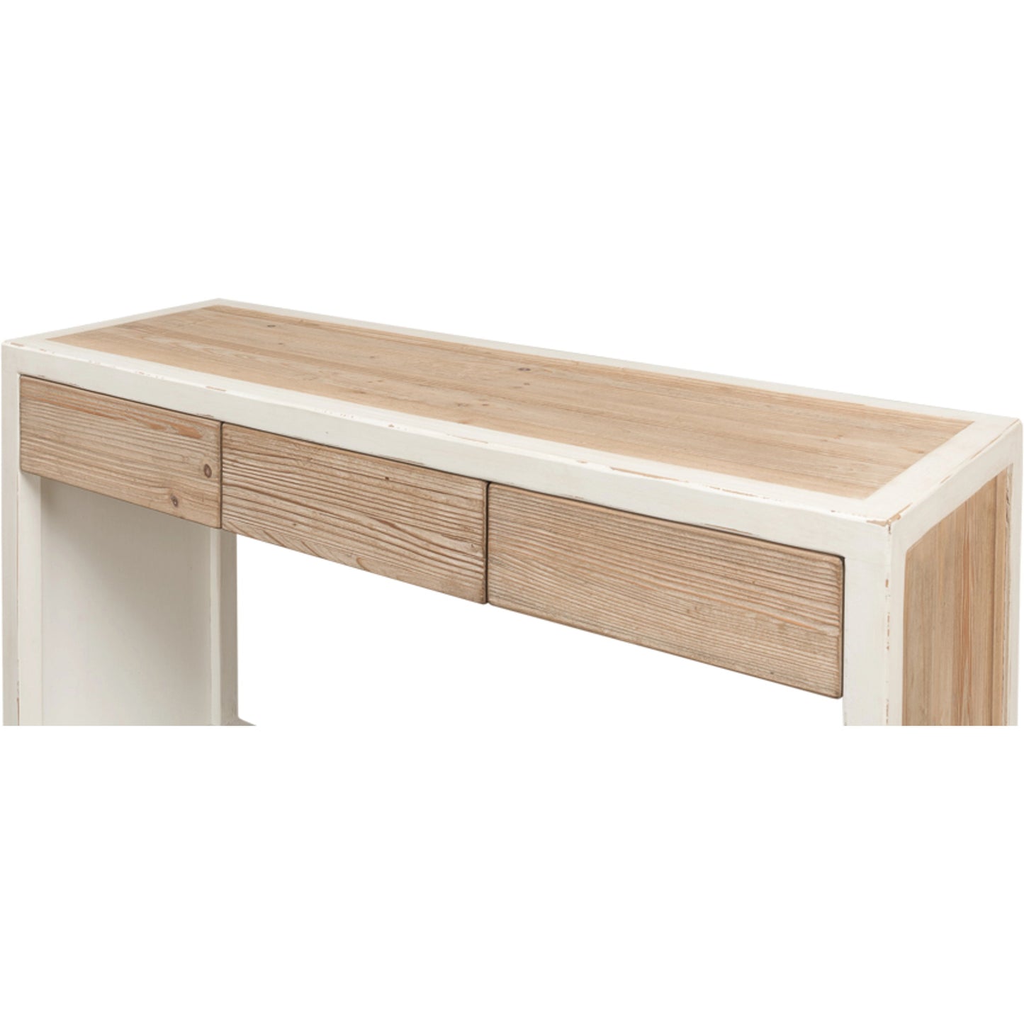 005 SI-1998310 | Additional Silo | Connor Center Drawer Console by Sarreid Ltd. in antique white. Made from reclaimed fir in a modern style.