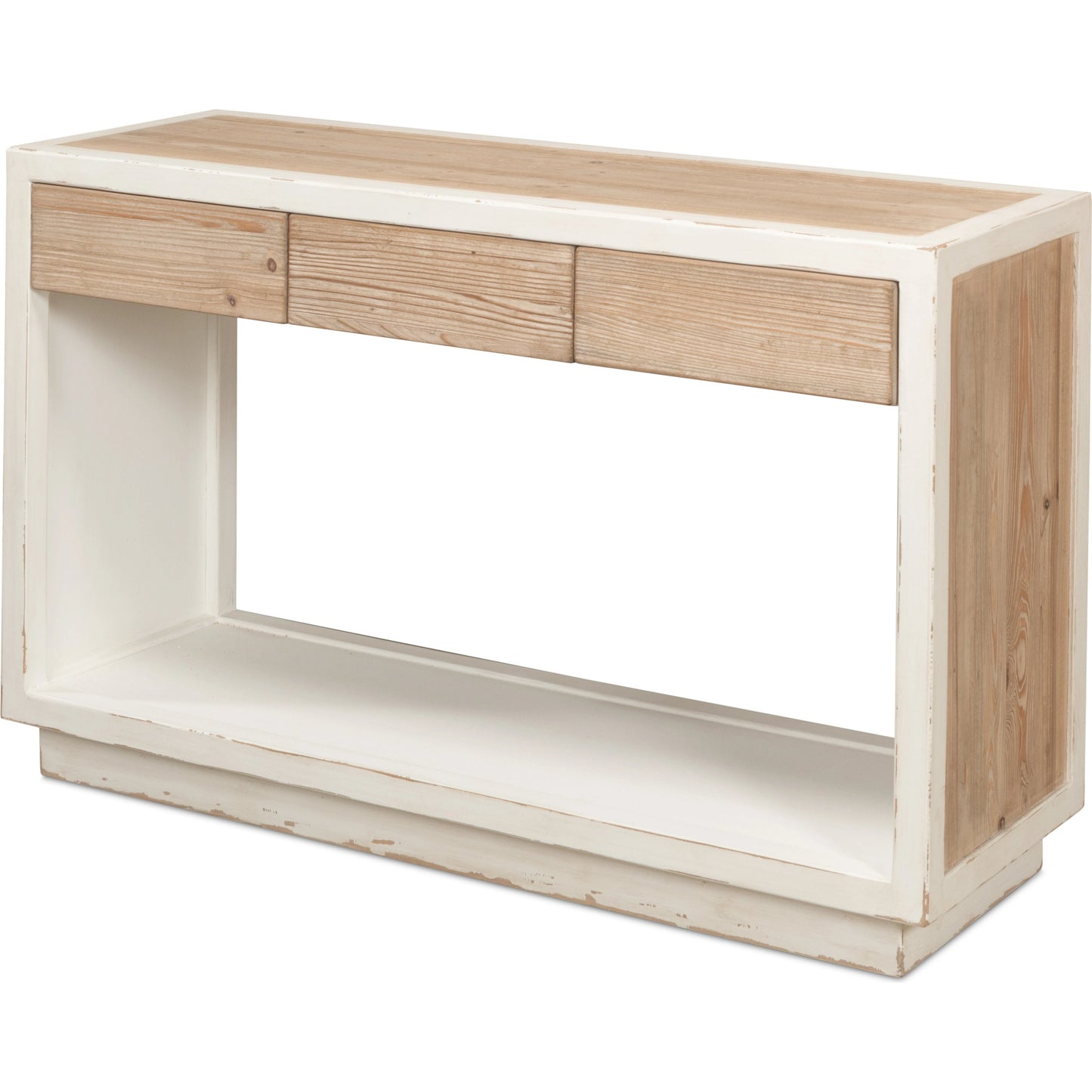 001 SI-1998310 | Additional Silo | Connor Center Drawer Console by Sarreid Ltd. in antique white. Made from reclaimed fir in a modern style.