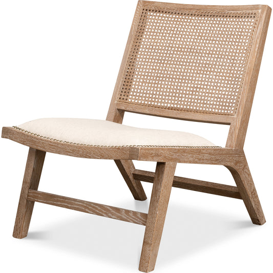 Abella Chair by Sarreid Ltd. in beige and whitewashed oak. Made from 78% cotton 22% linen in a cottage & farmhouse style.