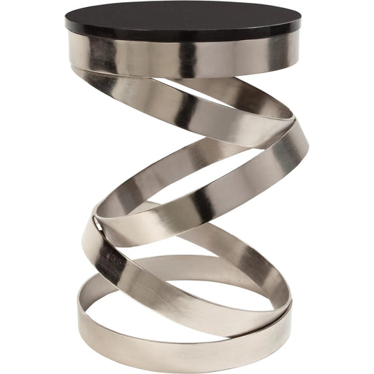 Spiral Table by Global Views in nickel. Made from iron, granite in a modern style.
