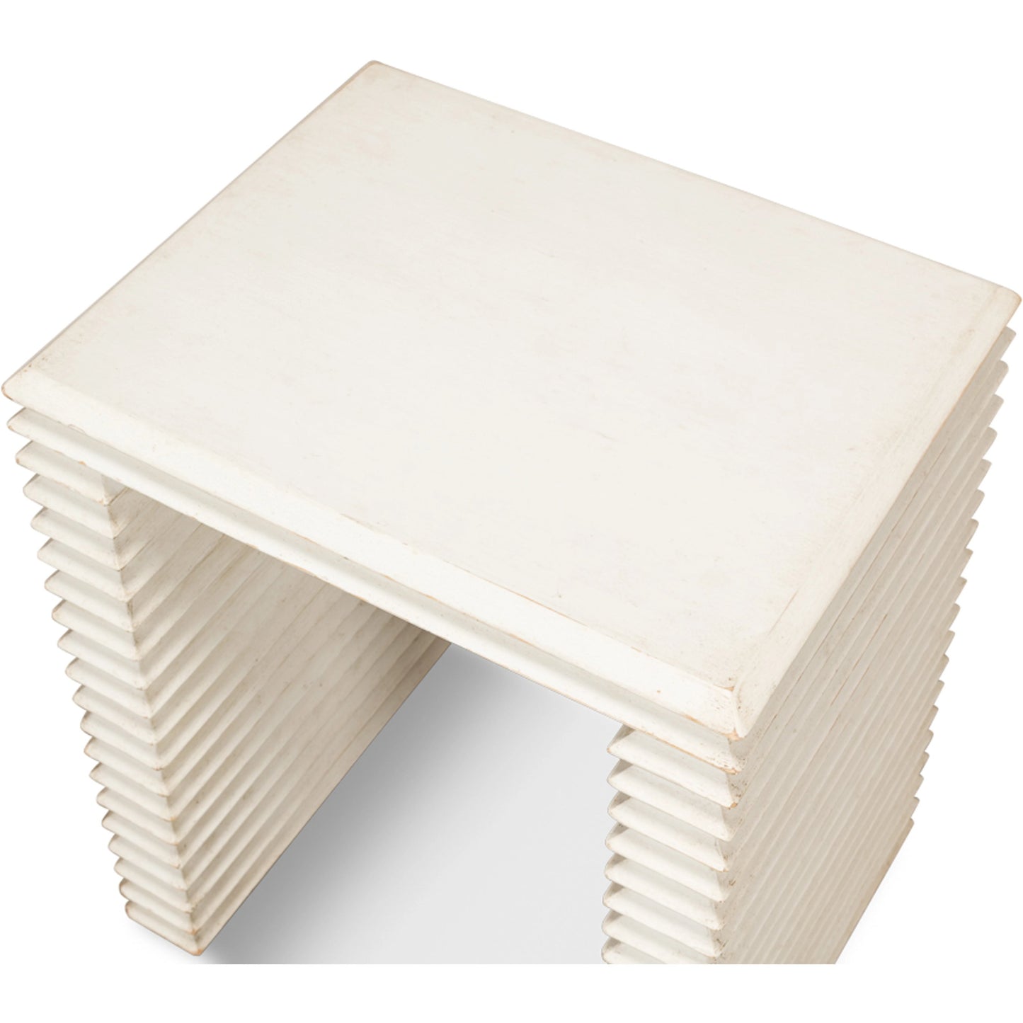 009 SI-1998368 | Additional Silo | Stacked Side Table by Sarreid Ltd. in antique white. Made from reclaimed pine in a modern style.