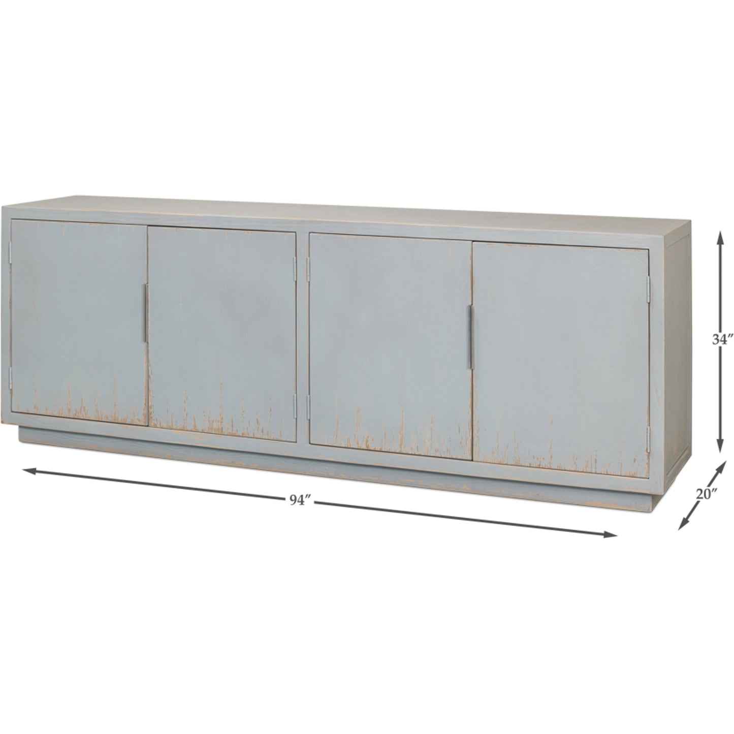 003 SI-1998378 | Additional Silo | Maldives 4 Door Sideboard by Sarreid Ltd. in eros blue. Made from oak in a modern style.