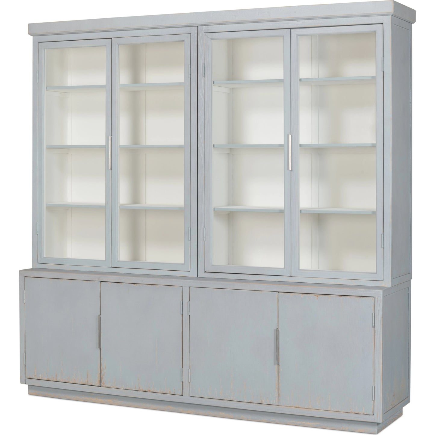 001 SI-1998383 | Additional Silo | Maldives 4 Door Bookcase by Sarreid Ltd. in eros blue. Made from oak in a modern style.