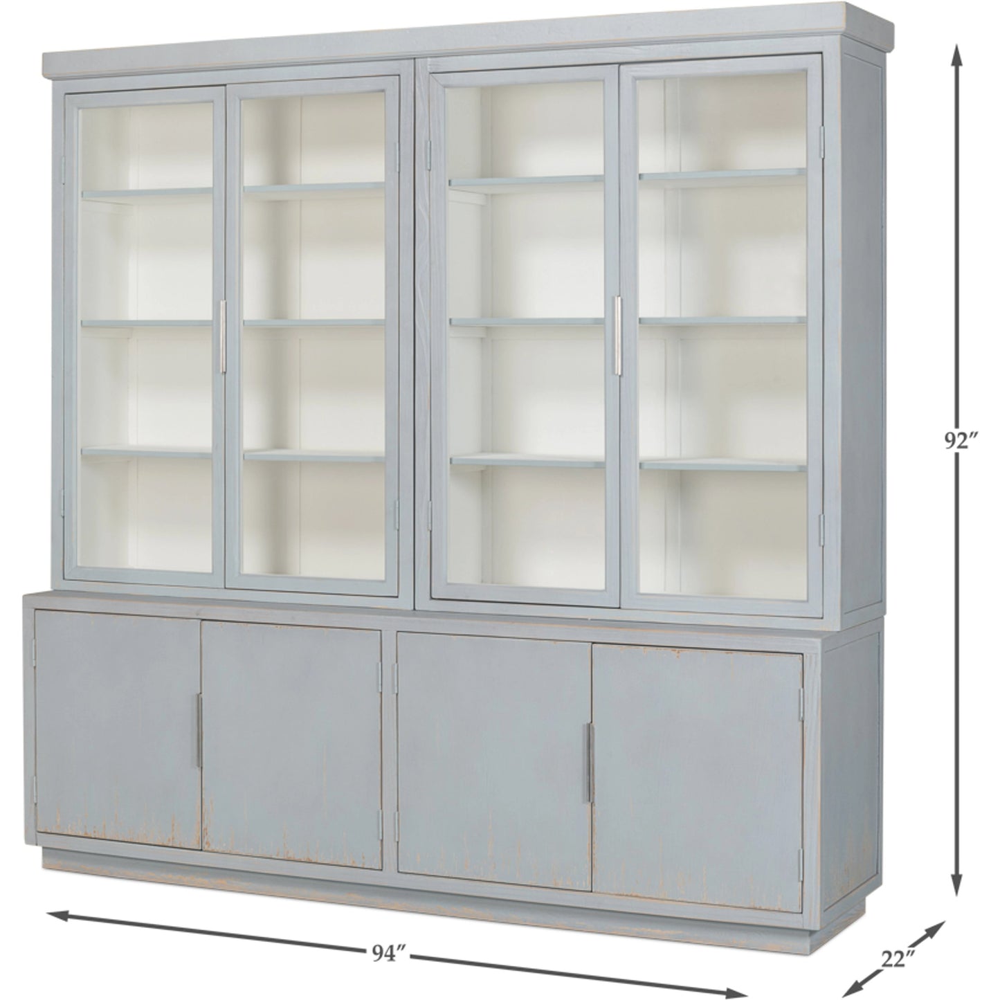 003 SI-1998383 | Additional Silo | Maldives 4 Door Bookcase by Sarreid Ltd. in eros blue. Made from oak in a modern style.
