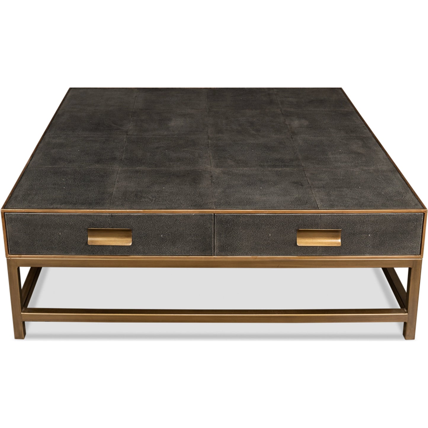 009 SI-1998390 | Additional Silo | Gideon Shagreen Square Coffee Table by Sarreid Ltd.. Made from wood, leather in a transitional style.
