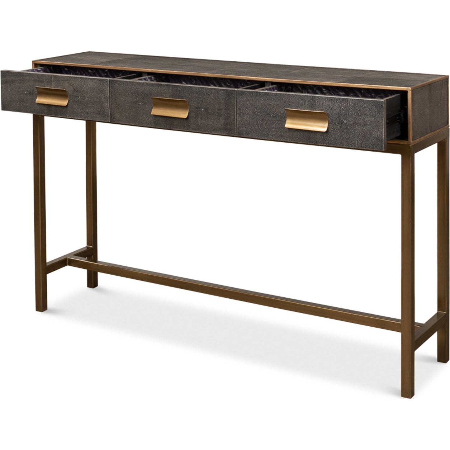 004 SI-1998392 | Additional Silo | Gideon Shagreen Console Table by Sarreid Ltd.. Made from wood, leather in a transitional style.