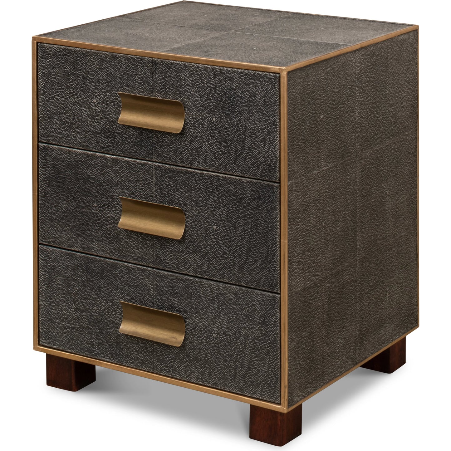 001 SI-1998394 | Additional Silo | Gideon Shagreen 3 Drawer Side Table by Sarreid Ltd.. Made from wood, leather in a transitional style.