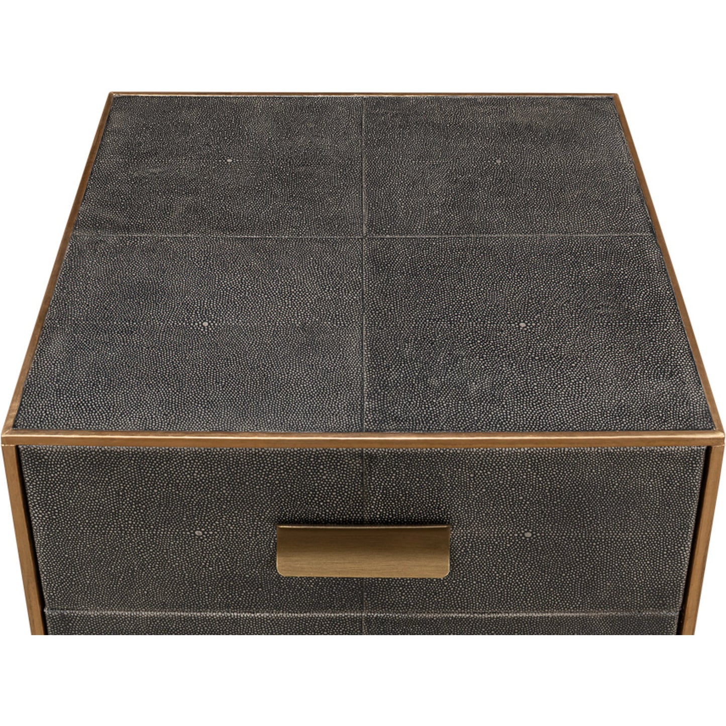 005 SI-1998394 | Additional Silo | Gideon Shagreen 3 Drawer Side Table by Sarreid Ltd.. Made from wood, leather in a transitional style.