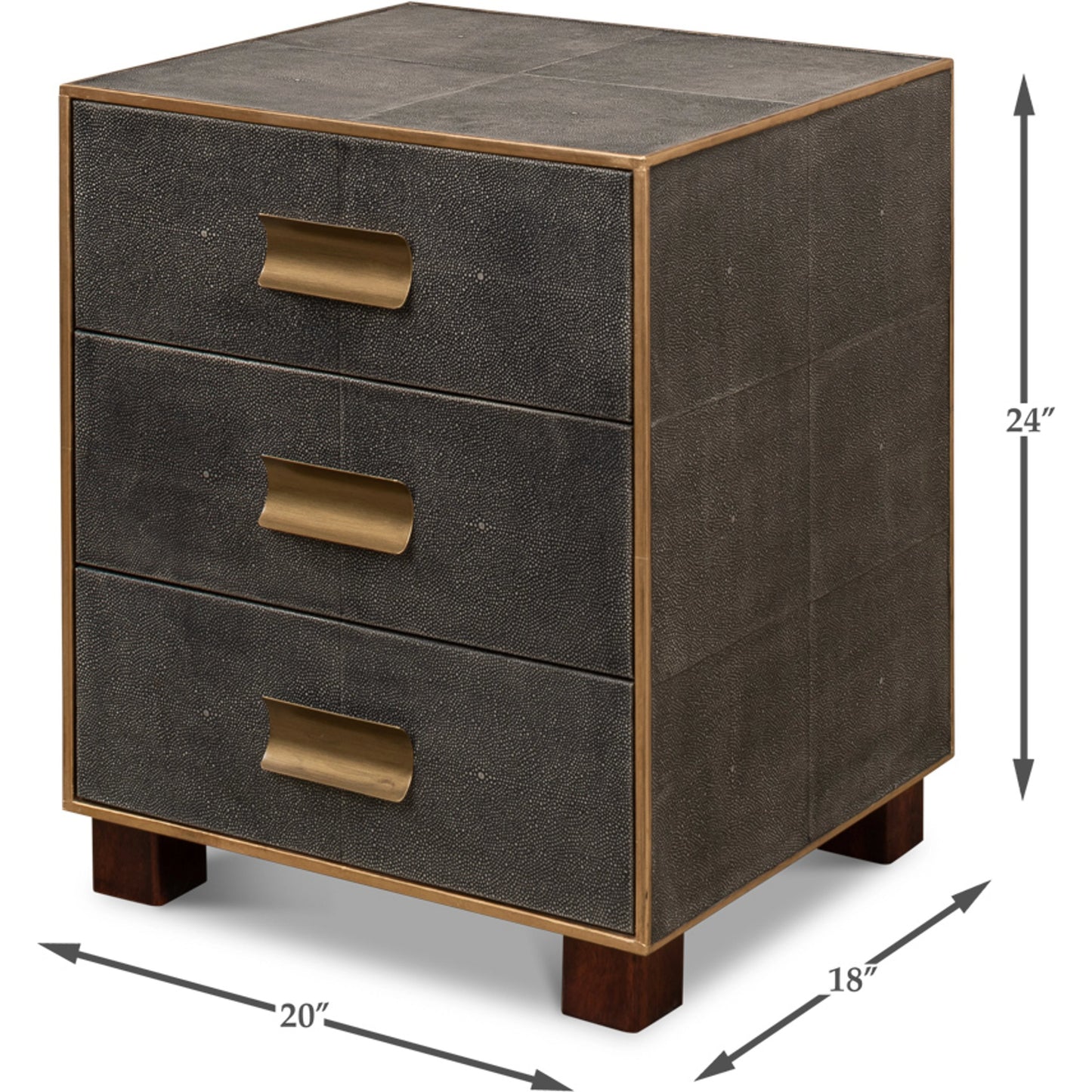 003 SI-1998394 | Additional Silo | Gideon Shagreen 3 Drawer Side Table by Sarreid Ltd.. Made from wood, leather in a transitional style.