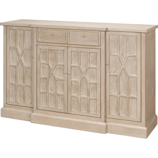Isla Small Sideboard by Sarreid Ltd. in stone grey. Made from pine in a modern style.
