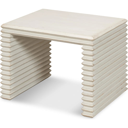 Stacked Stool by Sarreid Ltd. in antique white. Made from pine in a modern style.