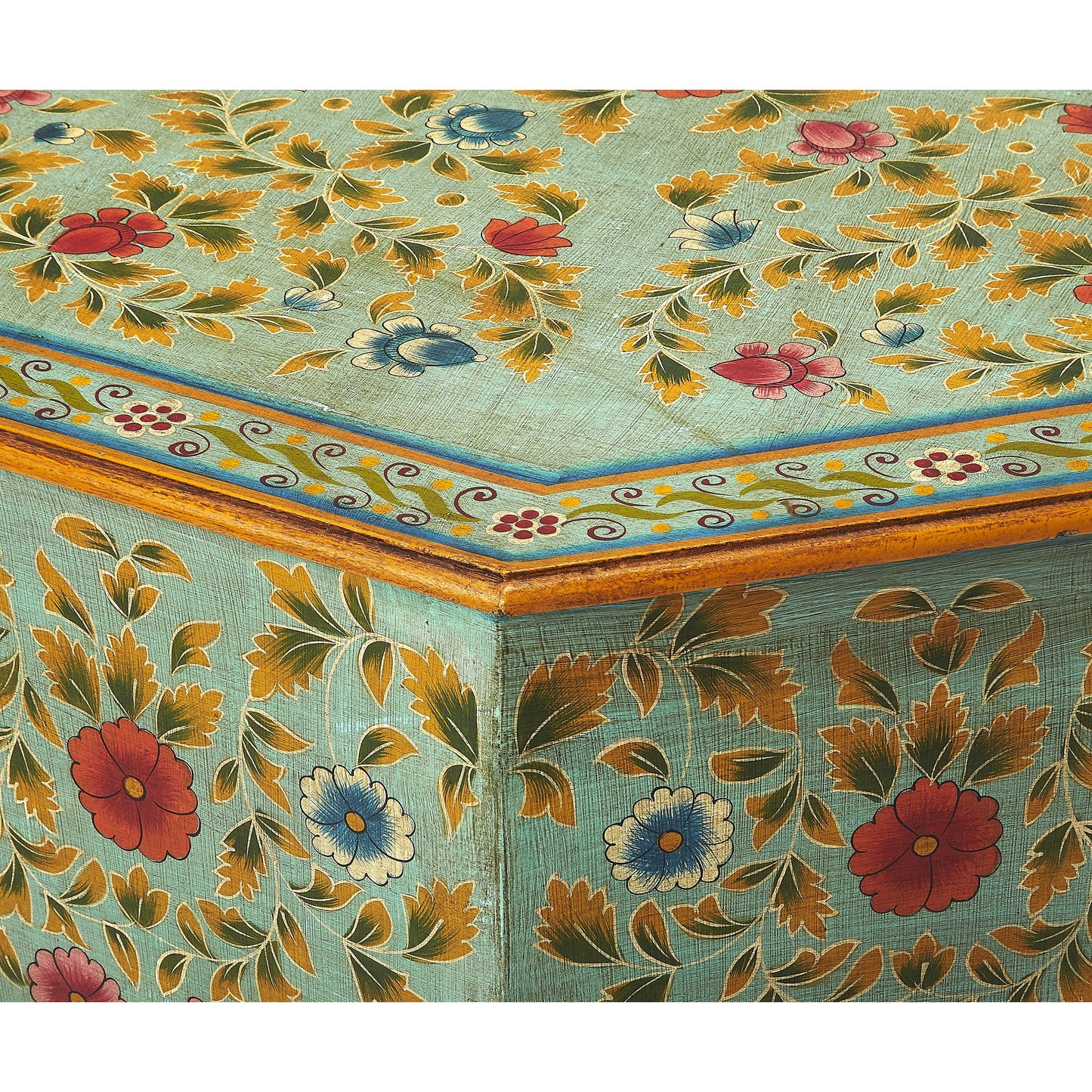 004 S-346355 | Additional Silo | Priya Hand Painted Coffee Table by Butler Specialty Company in green and artifacts. Made from merranti wood solids, mdf, hand painted design in a eclectic & global style.