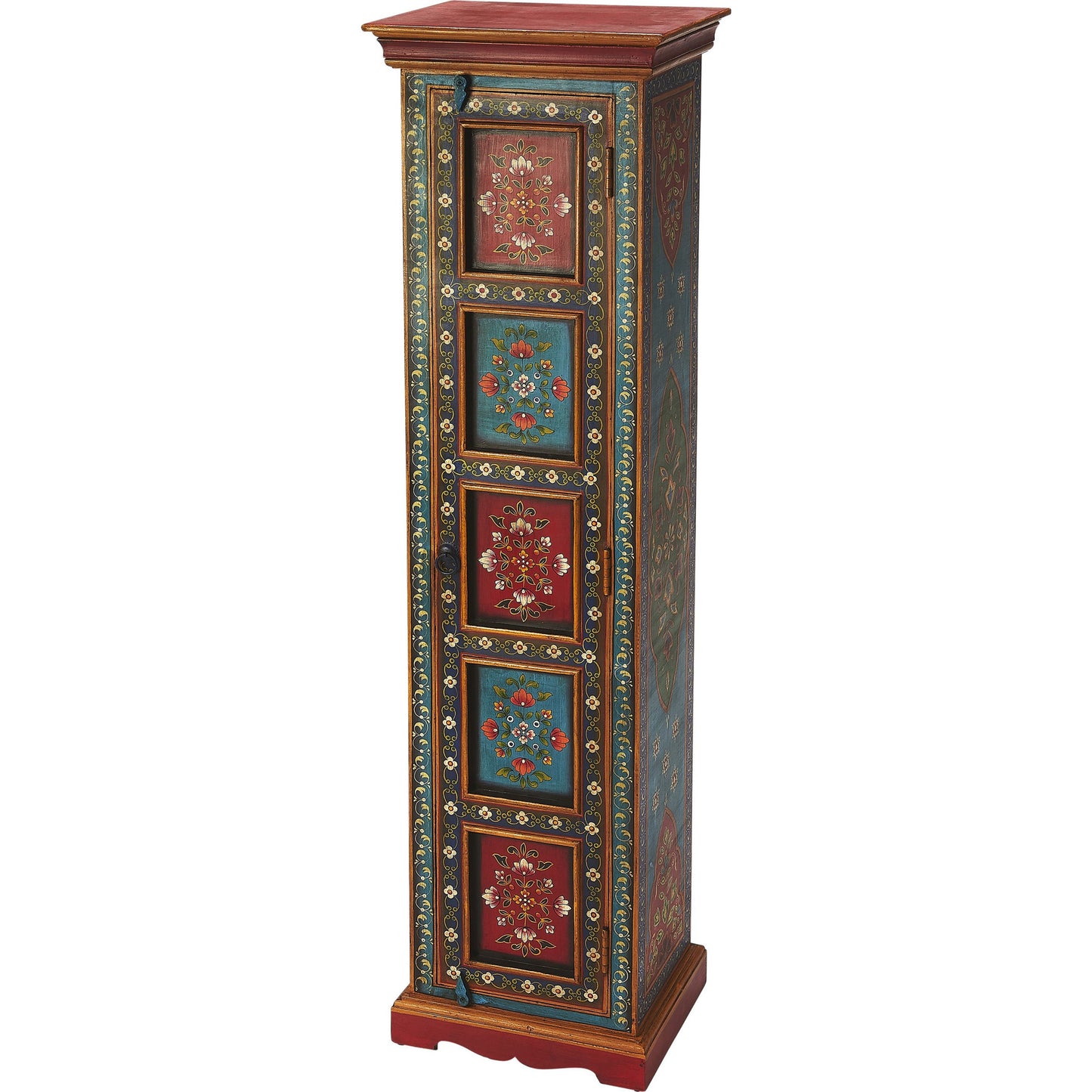 001 S-346138 | Additional Silo | Amir Hand Painted Tall Cabinet by Butler Specialty Company in multi-color and artifacts. Made from merranti wood solids, mdf, hand painted design in a eclectic & global style.