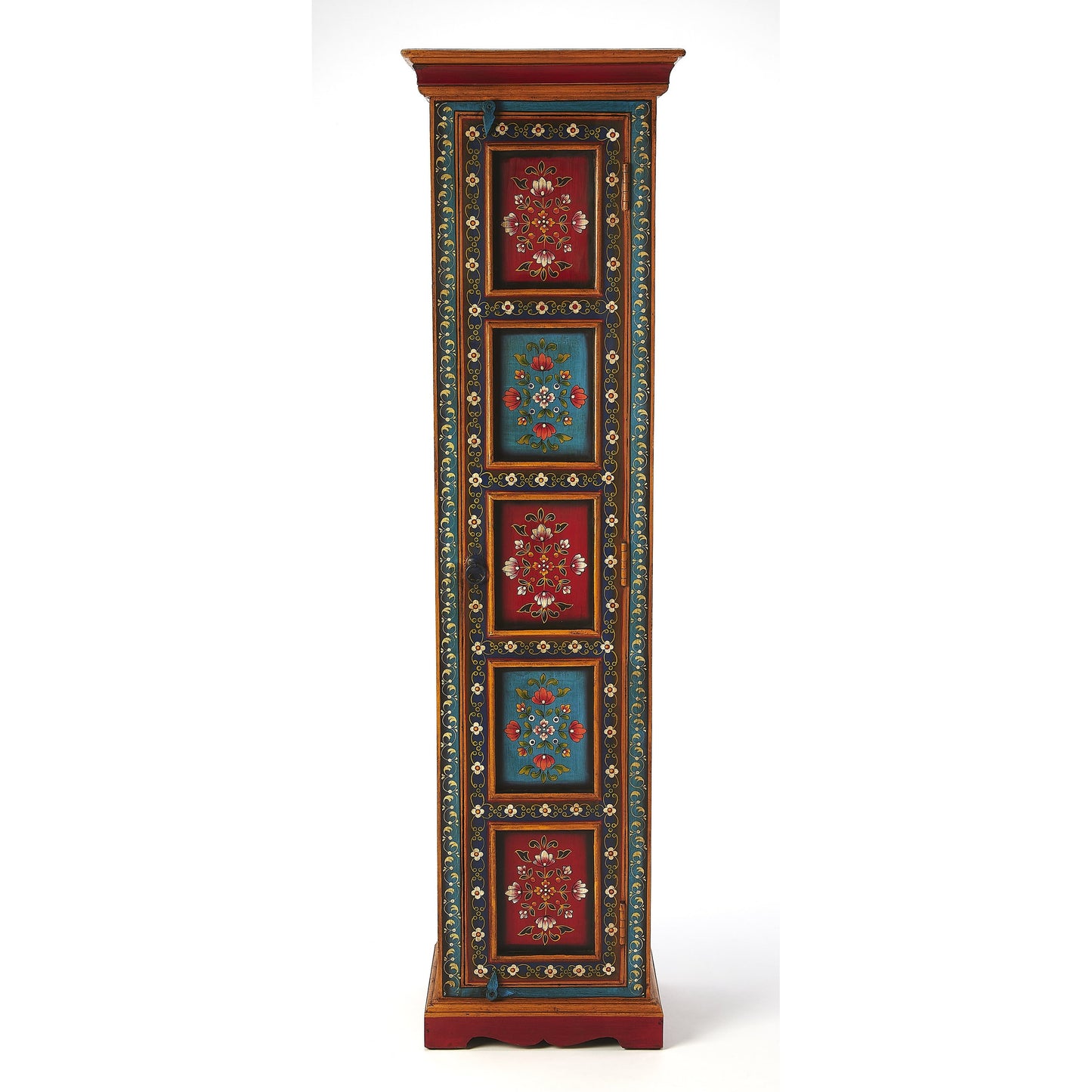 004 S-346138 | Additional Silo | Amir Hand Painted Tall Cabinet by Butler Specialty Company in multi-color and artifacts. Made from merranti wood solids, mdf, hand painted design in a eclectic & global style.