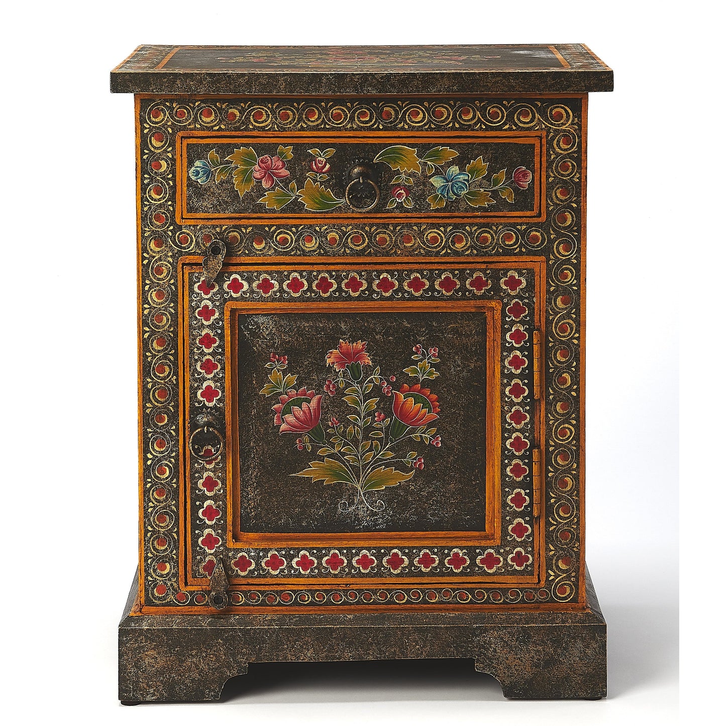 002 S-346159 | Additional Silo | Bihar Hand Painted Chest by Butler Specialty Company in multi-color and artifacts. Made from merranti wood solids, mdf, hand painted design in a eclectic & global style.