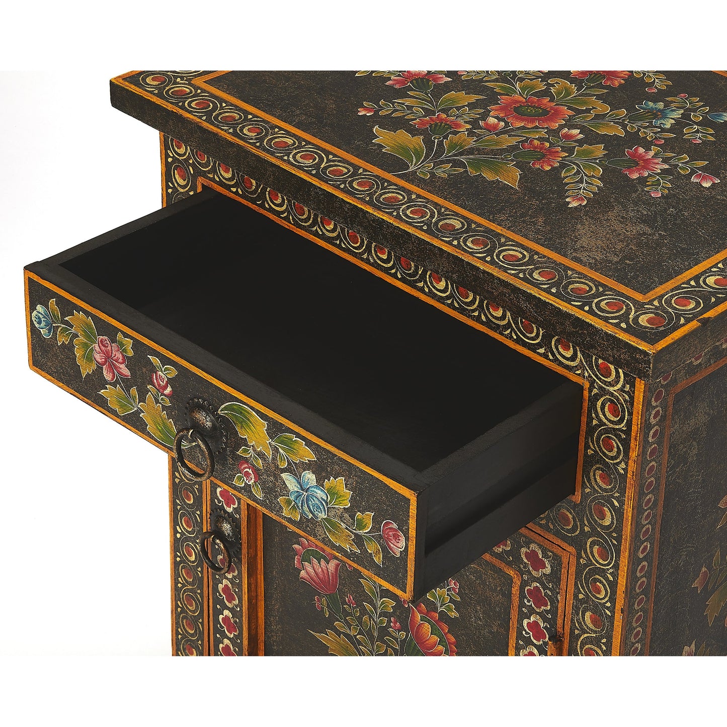 003 S-346159 | Additional Silo | Bihar Hand Painted Chest by Butler Specialty Company in multi-color and artifacts. Made from merranti wood solids, mdf, hand painted design in a eclectic & global style.