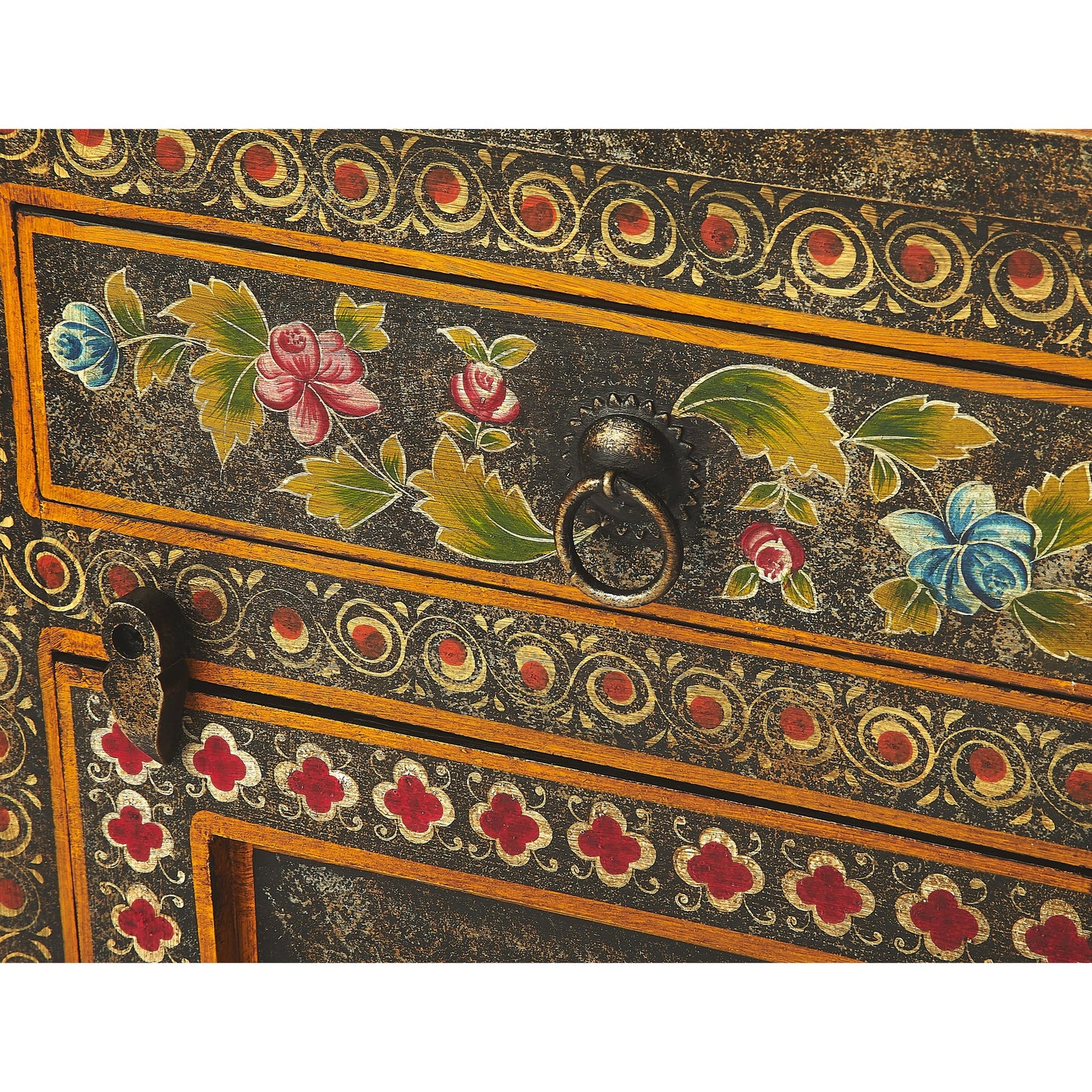 006 S-346159 | Additional Silo | Bihar Hand Painted Chest by Butler Specialty Company in multi-color and artifacts. Made from merranti wood solids, mdf, hand painted design in a eclectic & global style.